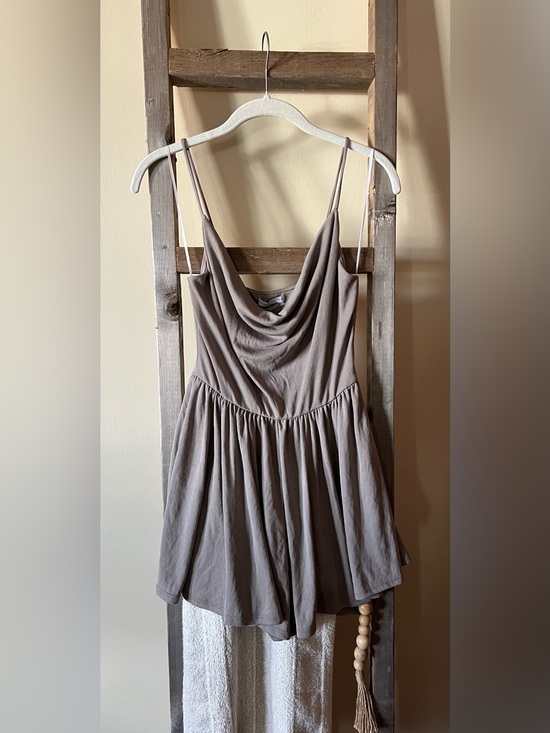 Urban Outfitters Pants - Urban Outfitters ribbed Taupe Cowl-Neck Spaghetti Strap romper